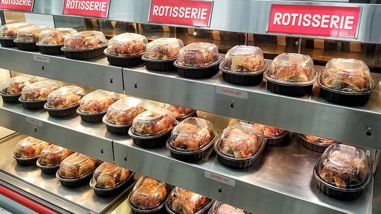 Rotisserie chickens shelves Sam's Club