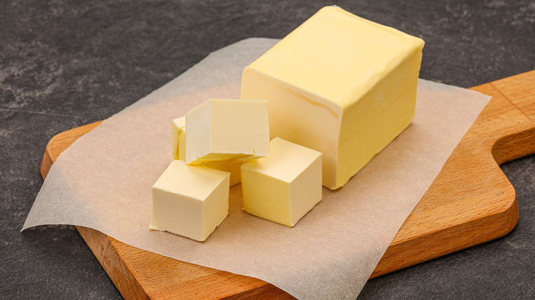 Butter on cutting board