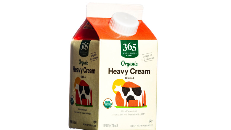 Container of heavy cream