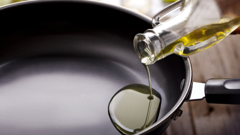 olive oil in pan