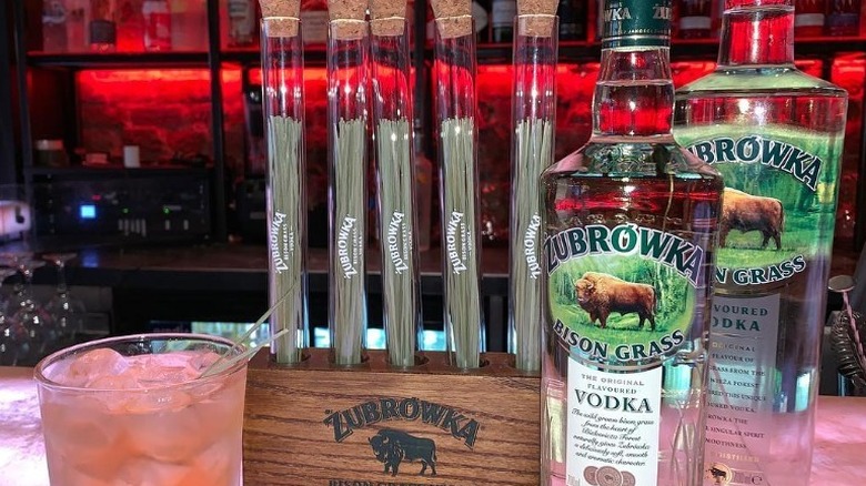 Zubrowka Vodka bottle with drink