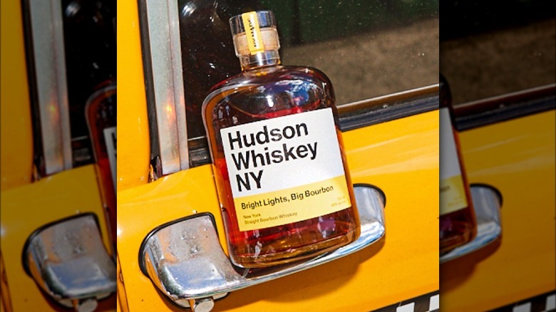 Hudson Whiskey Bright Lights, Big Bourbon on a taxi cab