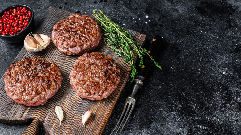 cooked beef patties