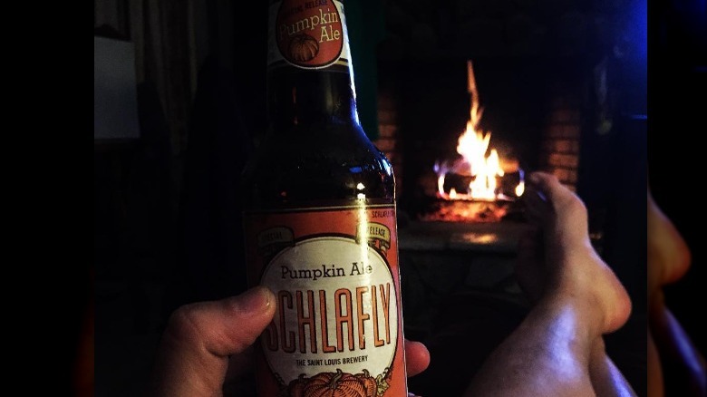 Schafly beer and fire background