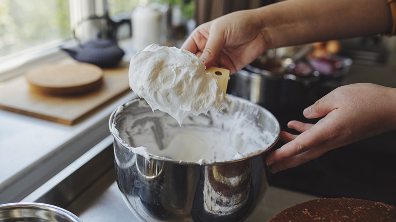 whipped cream in a bowl