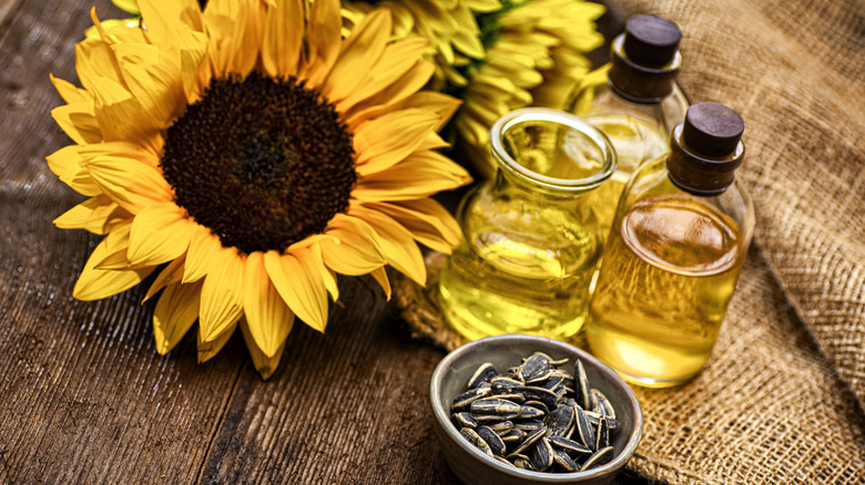 sunflowers with seeds and oil