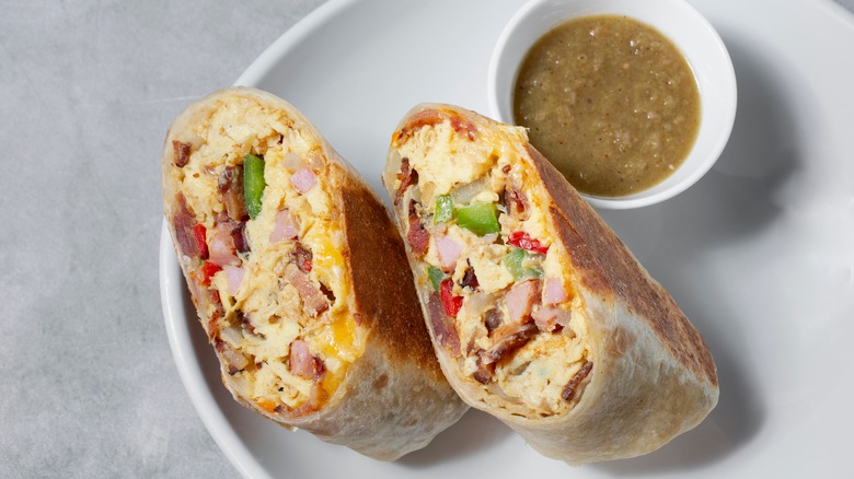 breakfast burrito with toasted exterior