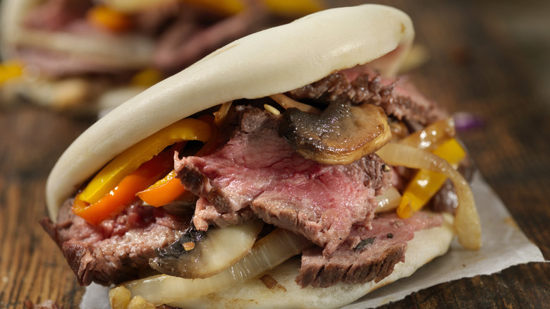 steak on a bun