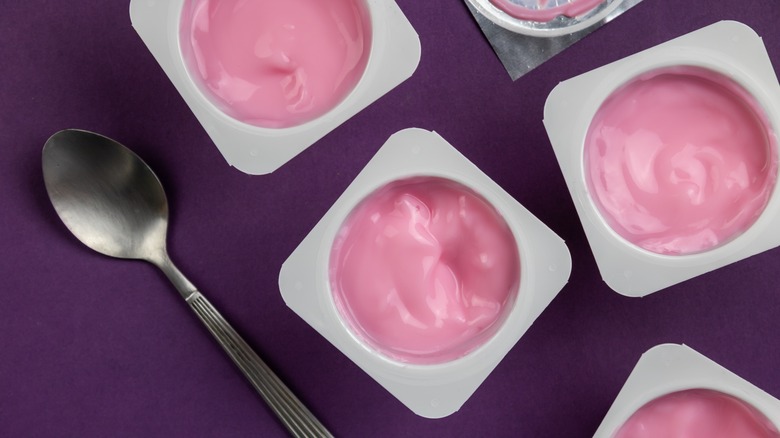 cups of pink yogurt