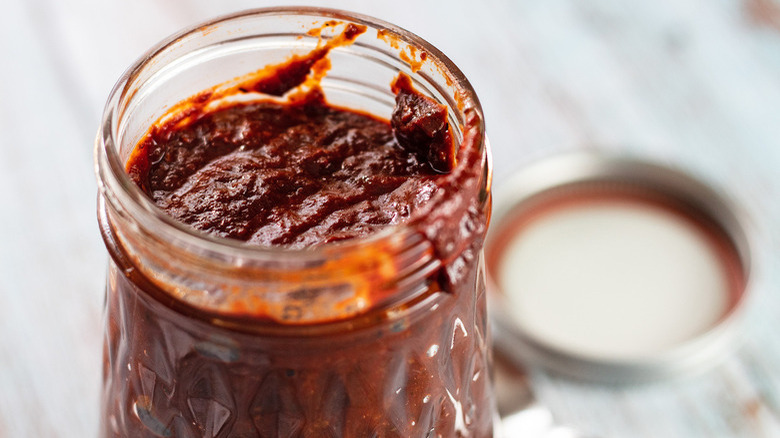 mole sauce in glass jar