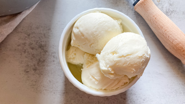 white ice cream in bowl