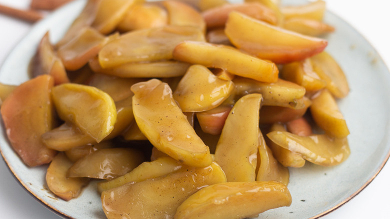 fried apples on white plate