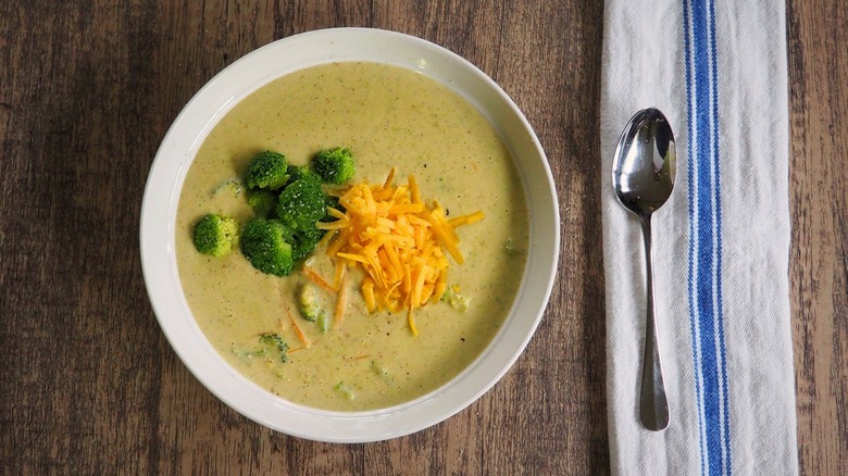 broccoli cheese soup in bowl