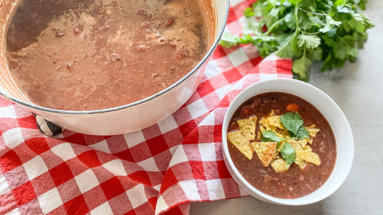 black bean soup with chips