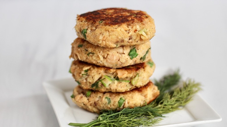 stack of salmon patties