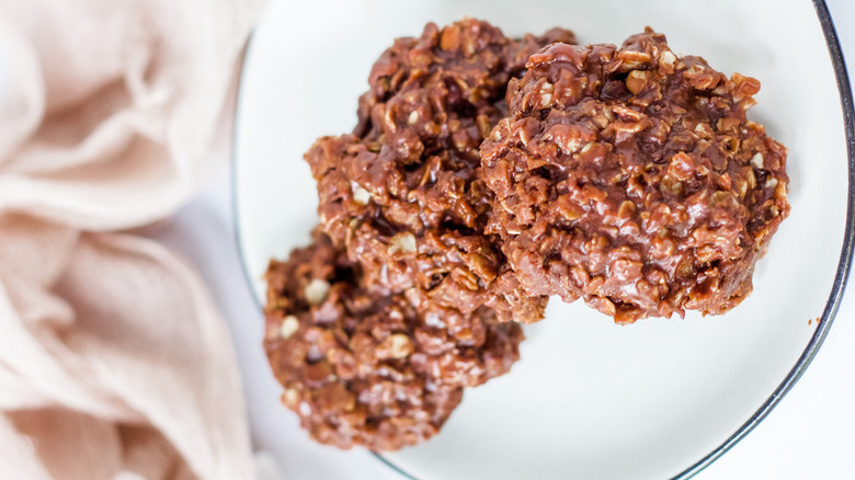 chocolate oat cookies on plate