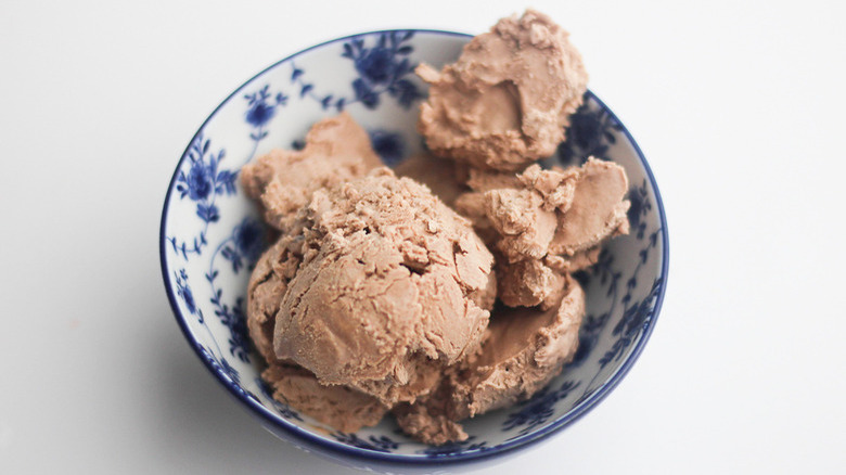 chocolate ice cream in bowl