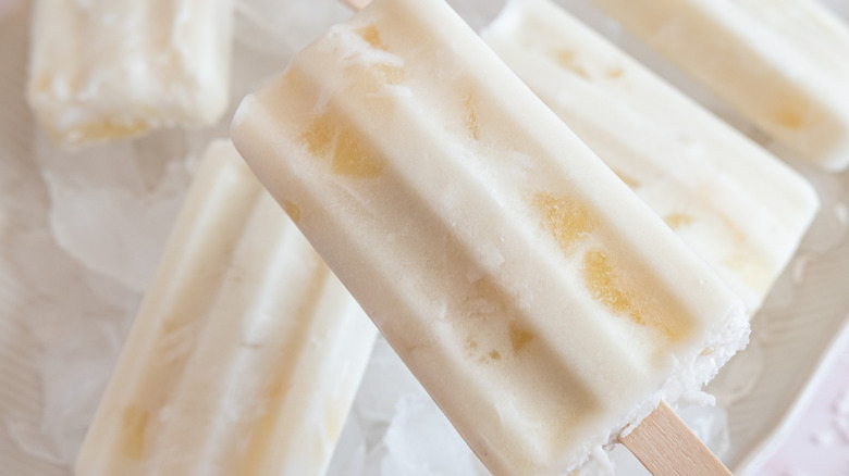 white popsicles and ice cubes