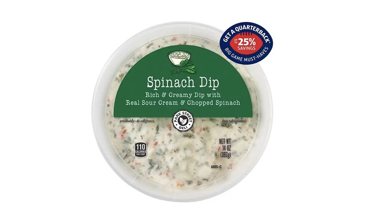 plastic container of Park Street Deli Spinach Veggie Dip available at Aldi