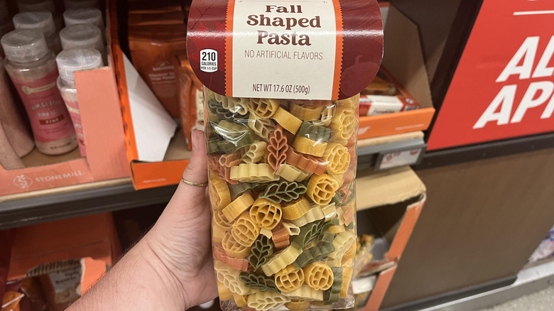 Fall shaped pasta in bag