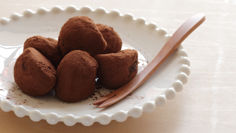 Plate of chocolate-flavored mochi