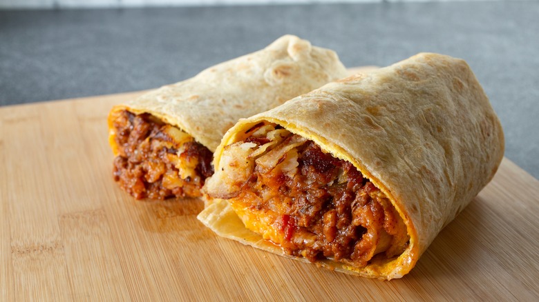 Chili breakfast burrito