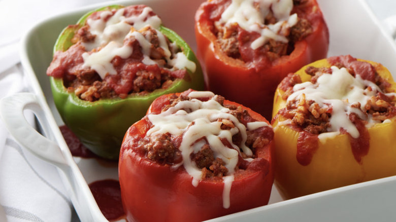 Chili stuffed bell peppers