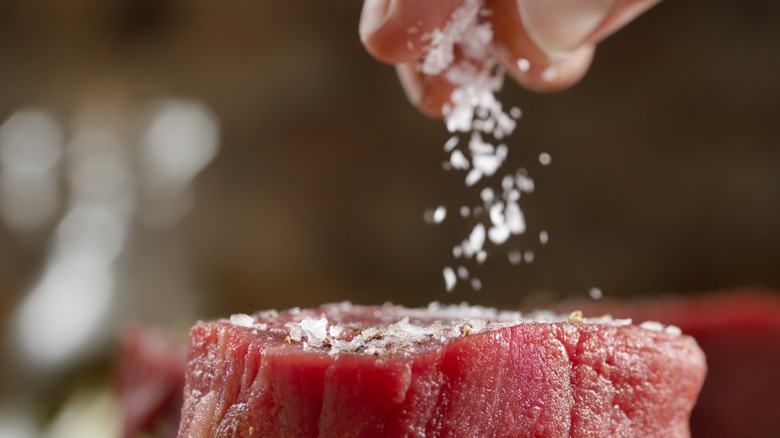 seasoning raw filet mignon