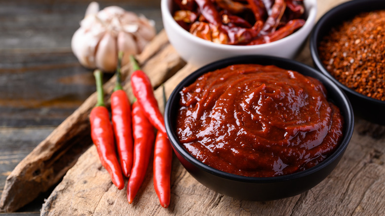 gochujang paste and chilis