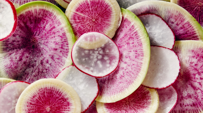 fresh sliced radishes