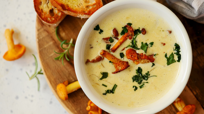 A bowl of mushroom soup