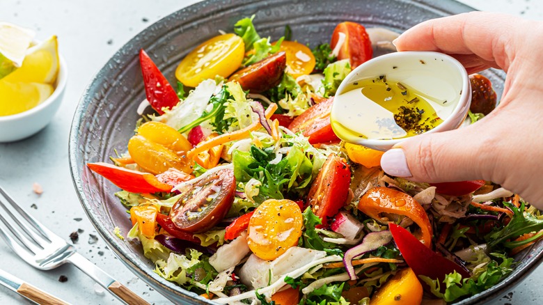 red yellow cherry tomato salad