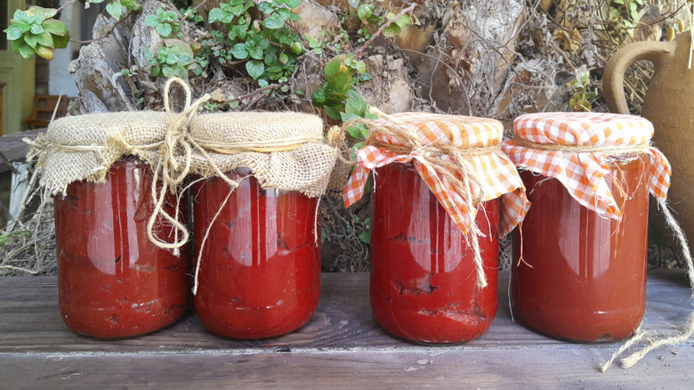 jars of homemade tomato paste