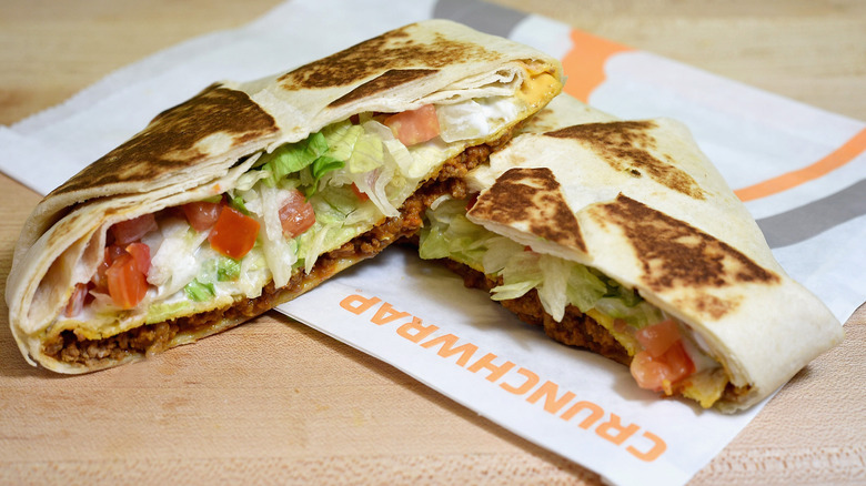 Crunchwrap Supreme on top of wrapper