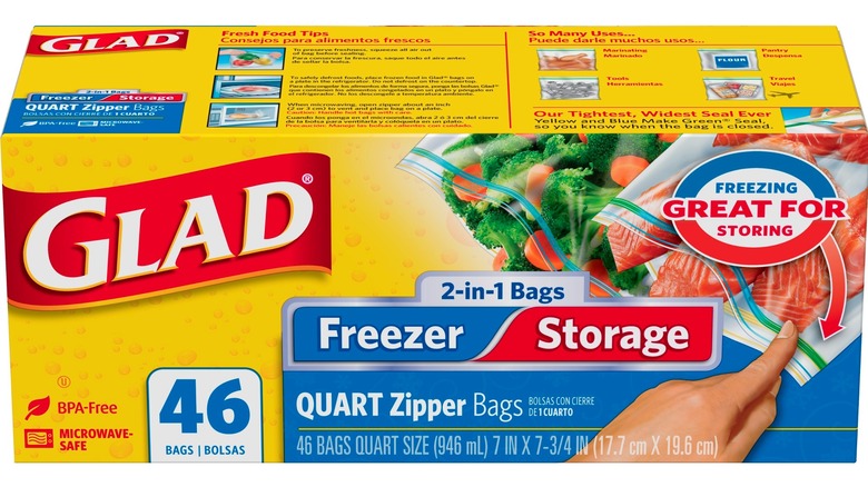 Glad 2-In-1 Freezer Storage Quart Zipper Bags