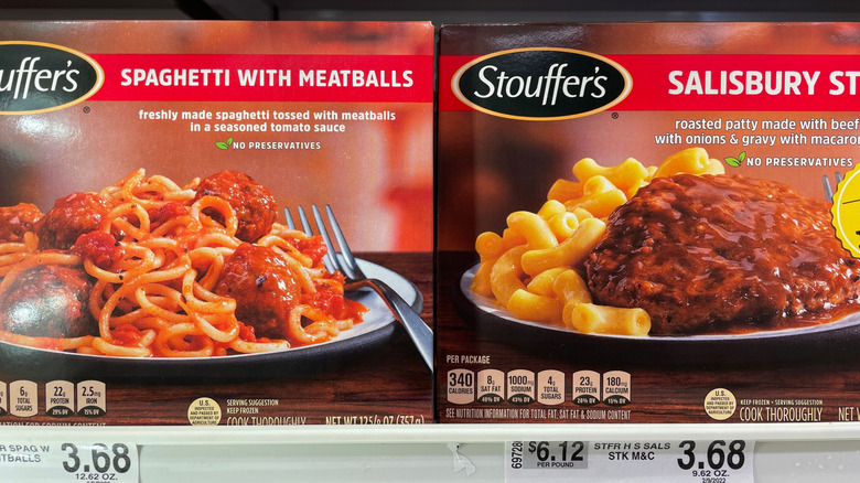 boxes of Stouffer's in supermarket