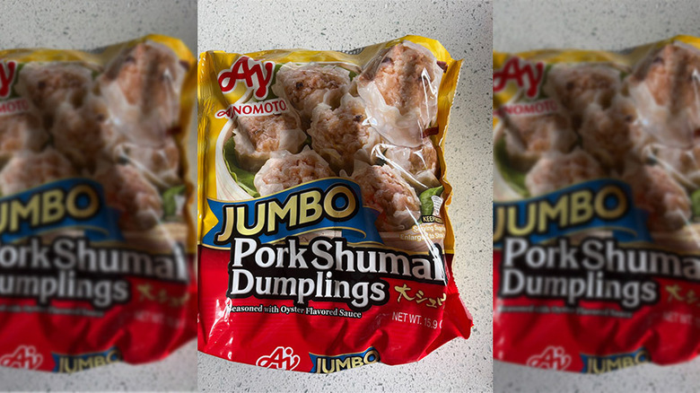 A bag of Ajinomoto jumbo pork shumai dumplings.