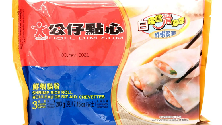 A package of Doll Dim Sum Shrimp Rice Rolls.