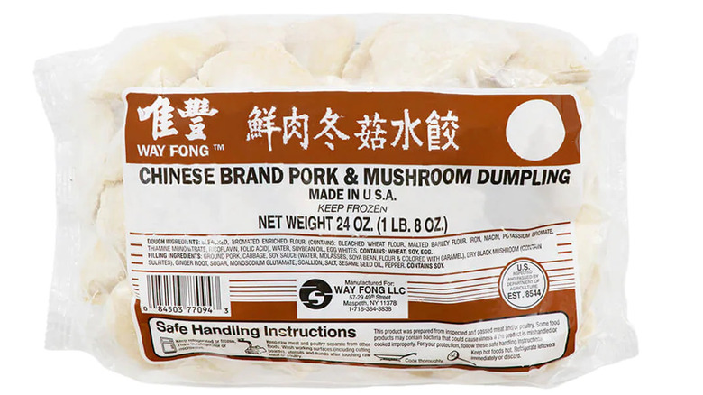 A bag of Way Fong pork and mushroom dumplings.