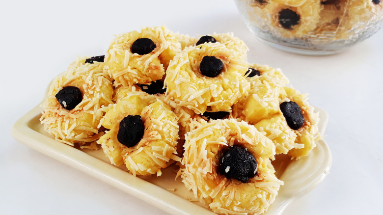 plate of thumbprint cookies