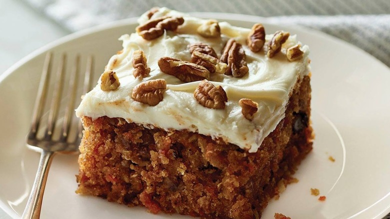 slice of carrot cake on plate