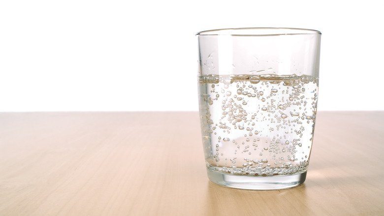 seltzer water in a glass