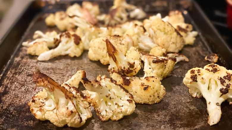 cauliflower on baking sheet