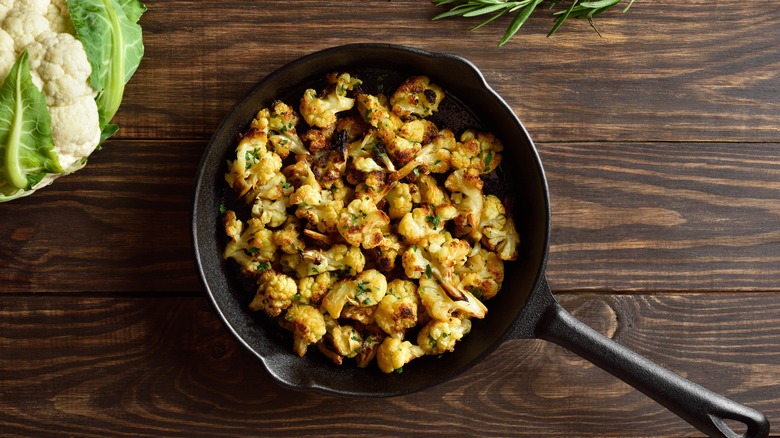 pan of sautéed cauliflower