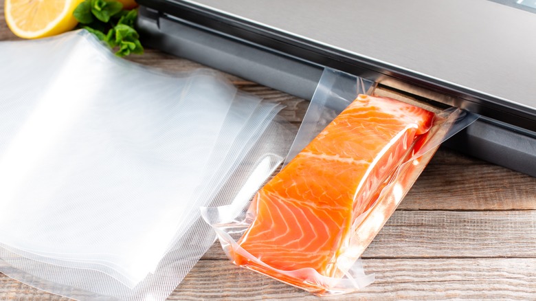 Vacuum packed salmon