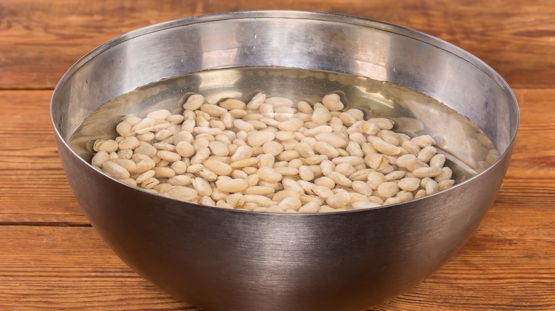 beans soaking in water