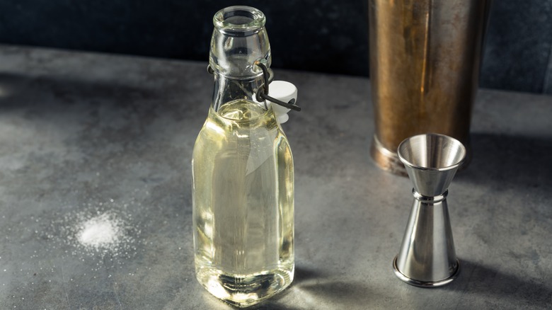 homemade simple syrup in bottle