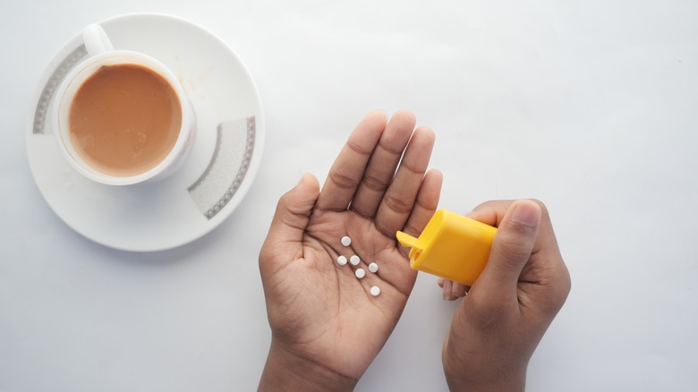 Man using an artificial sweetener