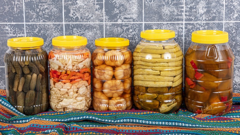 Different types of pickled food