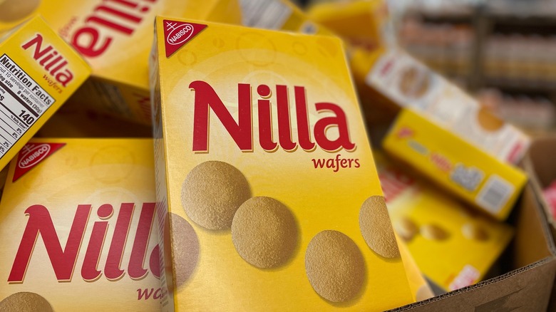 Yellow boxes of Nilla Wafers